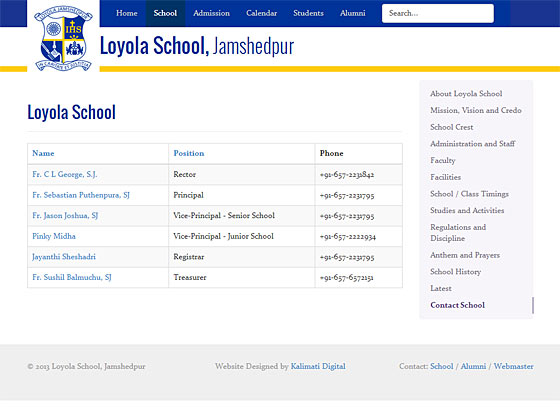 Loyola School, Jamshedpur - Contact
